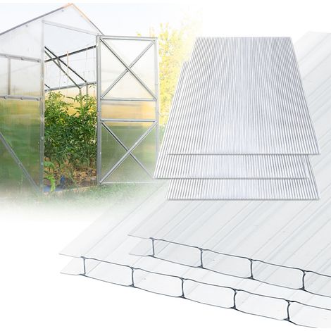 Jiubiaz 10 Pcs Doppelstegplatte Hohlkammerstegplatten 60,5 x 121 cm 8mm UV-beständig Für Gewächshaus Gartenbau Carports transparente (1/4)