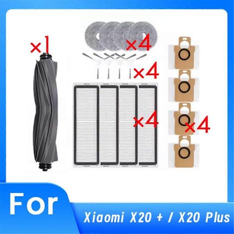 Kit de 17 pièces de rechange pour aspirateur X20+ : brosse, filtre, sac à poussière, chiffon de nettoyage et couvercle de brosse principale. (1/5)