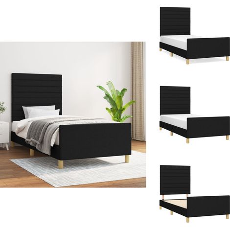 Bettgestell ohne Matratze Schwarz 80x200 cm Stoff - Bettgestell - Doppelbett - Boxspringbetten - Lattenrost - Schlafzimmermöbel (1/5)
