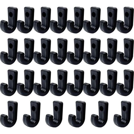 30 Pièces Kayaks Crochets d'Arrimage en Forme de J,Crochet arrimage Kayak,Noir Nylon Arrimage Crochets,pour Kayak Canoës Bateaux Yacht Bungee(sans vis)