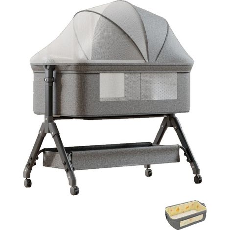 Berceau pour bébé, Design pliable, Hauteur réglable, X3-GRIS (1/2)