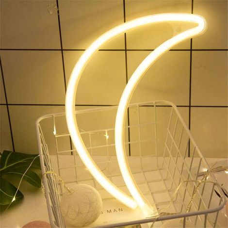 LED Neon Light Sign Up Moon Heart Night Light for Children's Room Wall Art Romantic Christmas Birthday Gift (1/4)