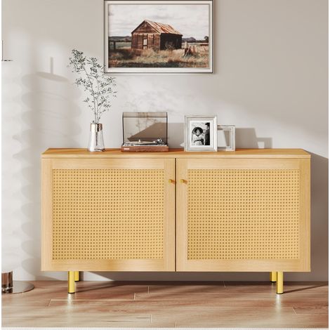 MEUBLIV Credenza contenitore 120x40x63 cm naturale – 2 ante, effetto rattan (1/5)