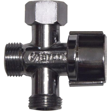 Wirquin – Robinet d'arrêt droit 3 voies pour WC 12/17 – Finition chromée – Filetage 12/17 – Configuration raccord 3 voies