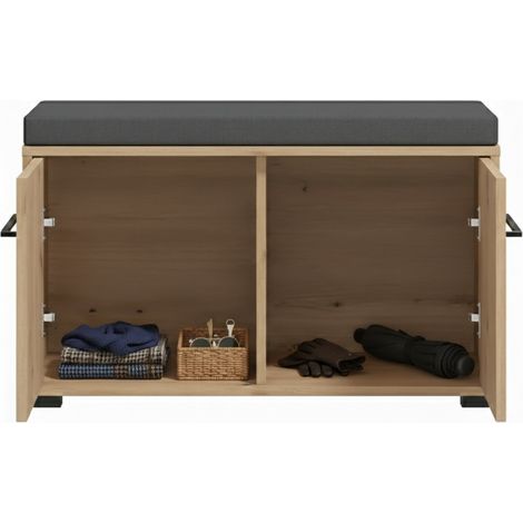 Eingangsmöbel Pincara, ein Regal, Klapptür, 2 Türen, 80x40x49h cm Braun Eiche Knoten