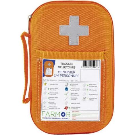 Trousse de secours Menuisier 2/4 personnes en EVA Orange Fluo - Farmor