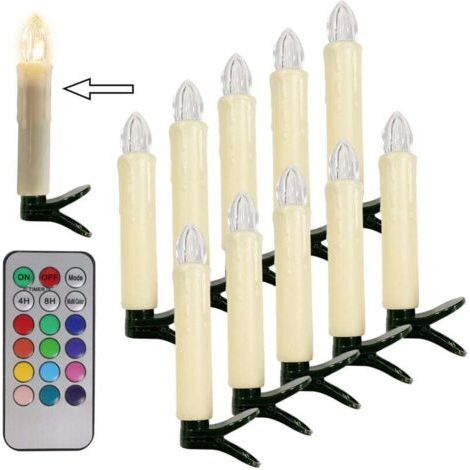 Lot de 10 bougies LED pour sapin de Noël avec télécommande, décorations de fête pour la maison – Blanc chaud (1/5)
