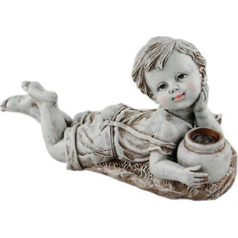 Enfant avec lampes solaires, décoration de jardin, statue en résine, pot de fleurs, sculpture décorative pour parterre de fleurs (1/5)