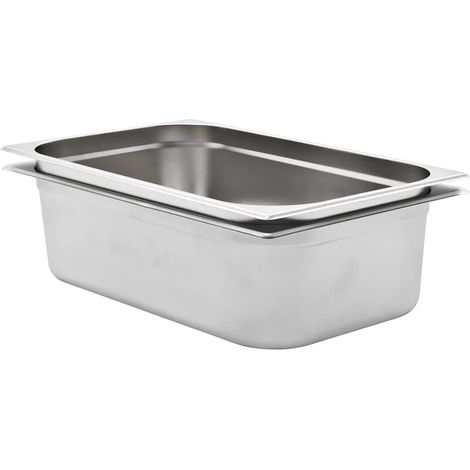 vidaXL Récipients Gastronorm 2 pcs GN 1/1 150 mm Acier inoxydable (1/5)