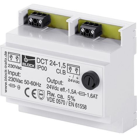 BLOCK DCT 12-1 Ungeregelte Gleichstromversorgung  12 V/DC 1 A 12 W Anzahl Ausgänge:1 x  Inhalt 1 St.
