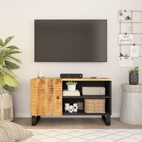 Mueble de TV madera mango y madera contrachapada 80x33x46 cm (1/5)