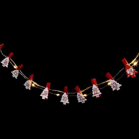 Paris Prix - Guirlande Lumineuse calendrier De L'avent 220cm Rouge