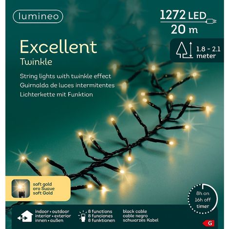 Lumineo LED Lichterkette Excellent Twinkle schwarz 20 Meter 1272 Lichter - softgold (1/3)