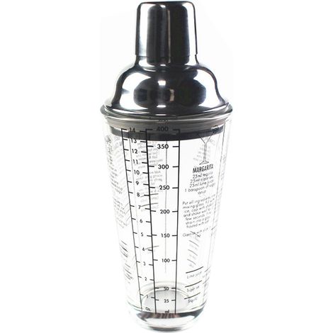 Shaker À Cocktails - Verre Doseur Gradué Oz Ml - Couvercle Acier Inoxydable 304 - Pour Martini Et Cocktails - 1 Pièce (1/5)