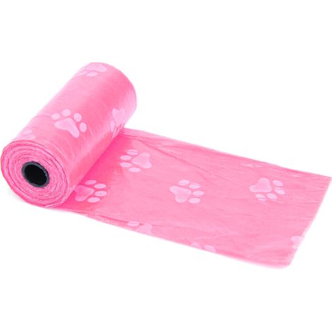 Sac à déjections canines rose rouleau distributeur plastique étanche anti-fuite nettoyage facile
