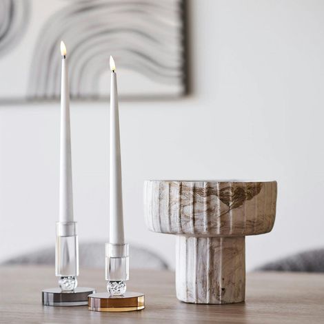 Bougeoir décoratif en verre (1 gris, 1 ambre) (1/4)