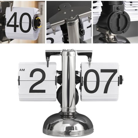 Minimalistische digitale Faltuhr im Retro-Stil, Einzelfuß, mechanisch, automatischer Faltmechanismus, Tischuhr für das Wohnzimmer, Weiß (1/5)