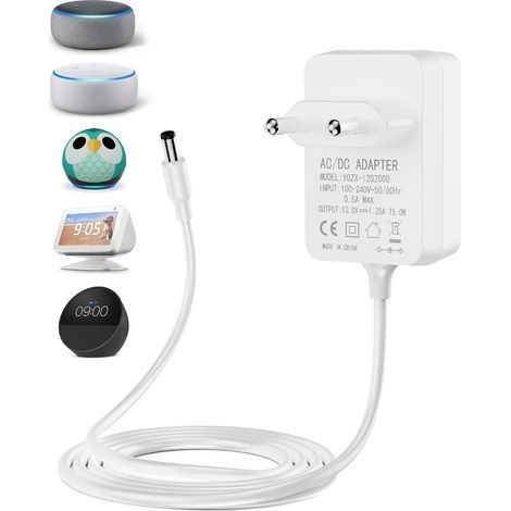 Adaptateur secteur 15 W pour Echo Dot (3e/4e génération), Show 5, Spot et TV Cube avec horloge et édition enfants (1/5)
