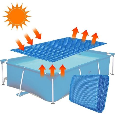 Bâche rectangulaire de 260x170cm, bâche pour piscines hors sol, bâche anti-poussière pour piscines gonflables, bâche solaire à bulles pour piscines familiales gonflables, pataugeoire (1/4)
