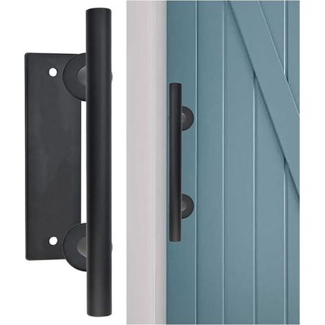 Poignee Porte en Acier Carbone 30cm Tube Rond Poignée de Porte Coulissante Antirouille Poignées de Porte de Grange Vintage Anti-corrosion pour Portes Caves à Vin Abris de Jardin Chambre (1/4)