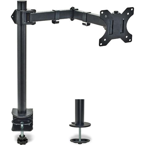 Overmust Brazo Simple para Monitor 13-32", Ajustable en Altura 410mm, Capacidad 10 Kg, Extensión 460mm, Vesa 75x75/100x100, Negro (1/5)