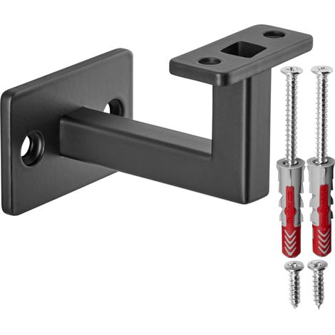 SOTECH Handlaufhalter NOBLE 90° Stahl schwarz pulverbeschichtet 58 x 58 x 75 mm Geländerhalter eckig Halter für Treppengeländer, 1er Set