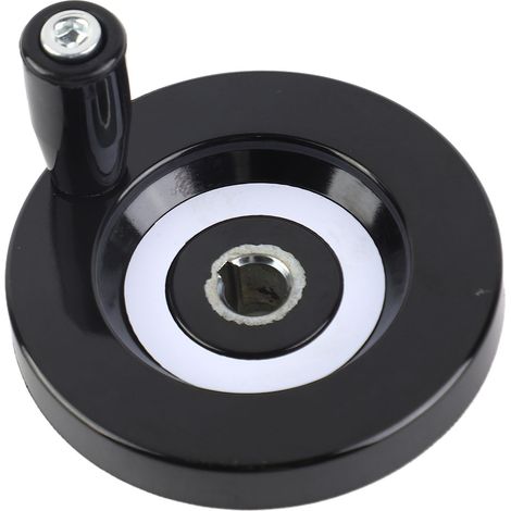 1 volant à main arrière strié noir pour tour fraiseuse avec poignée rotative 10x80 mm (1/5)