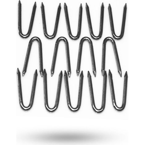 50 clous en forme de U - 2,5 cm - Acier galvanisé - pour clôtures de jardin, grillage à poules (1/5)