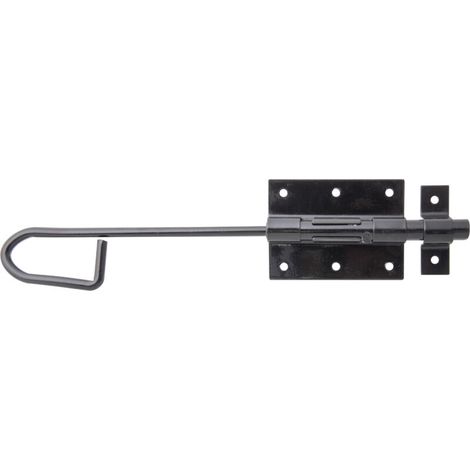 Verrou baïonnette robuste avec gâche soudée – plastifié noir – platine 90 x 67 mm – Marque
