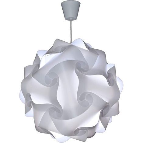 – Lustre à suspension Ø30 cm blanc – Abat-jour en polypropylène incassable – Câble réglable 60 cm – Ampoule LED E27 12W incluse (1/3)