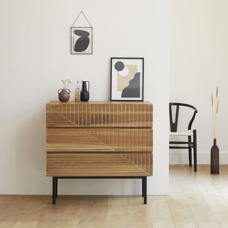 Commode en bois teck massif 95 cm (1/5)