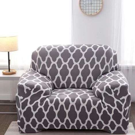 90-140cm Housse de canape 1 place, Housse de fauteuil 1 place avec accoudoirs, extensible, Couverture de Canapé Anti-acariens Gris (1/4)
