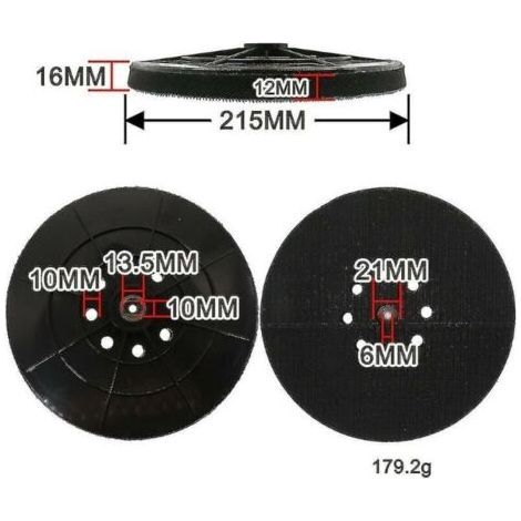 Plateau de ponçage 215 mm compatible avec ponceuse à sec Einhell Tc dw 215 Te dw (1/4)