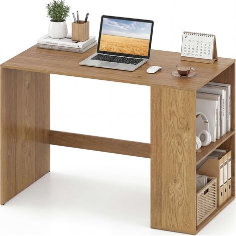 COSTWAY Scrivania Tavolo Postazione Lavoro Desk Scrittoio Computer Libreria Ripiani Scaffali Laterali Aperti Libri Ufficio Pc Salvaspazio Elegante Moderno Leg (1/5)