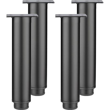Set di 4 gambe regolabili per mobili in acciaio laminato a freddo, gambe di ricambio per tavolo, armadio, divano, gambe in metallo (nero, 8 cm) (1/5)