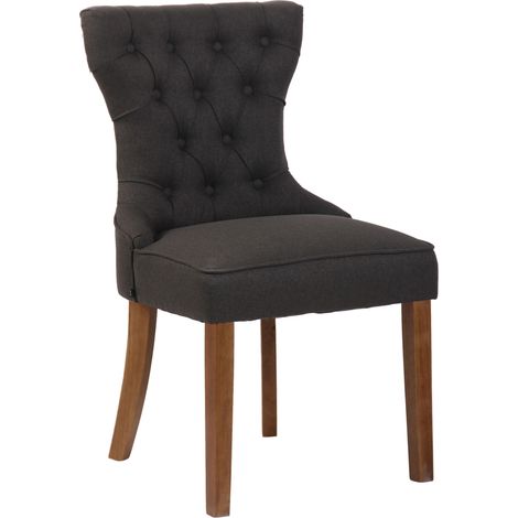 Chaise de salle à manger Franca en tissu avec pieds en bois de caoutchouc Gris foncé Antique clair (1/5)