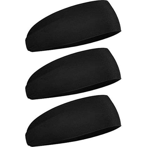 Lot de 3 bandeaux de sport noirs unisexes - Serre-tête anti-transpiration pour course à pied, cyclisme et fitness en extérieur (1/5)