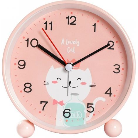 Educational Children's Alarm Clock - Day/Night, Non-Ticking Children's Alarm Clock, Analog Alarm Clock, Travel Alarm Clock for Students, Alarm Clock Gifts for Children and Teenagers (Cat) (1/5)