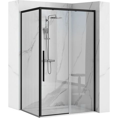 CABINE DE DOUCHE SOLAR BLACK MAT 90X90 + RECEVEUR SAVOY BLANC (1/5)