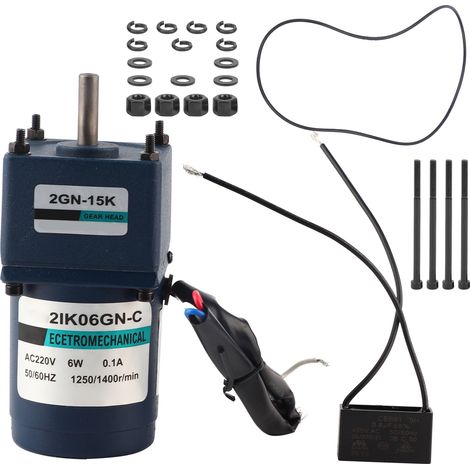 Moteur à engrenages AC 220V 6W XD2IK06GN-C, vitesse constante, boîte de réduction avec condensateur 15µF (1/5)