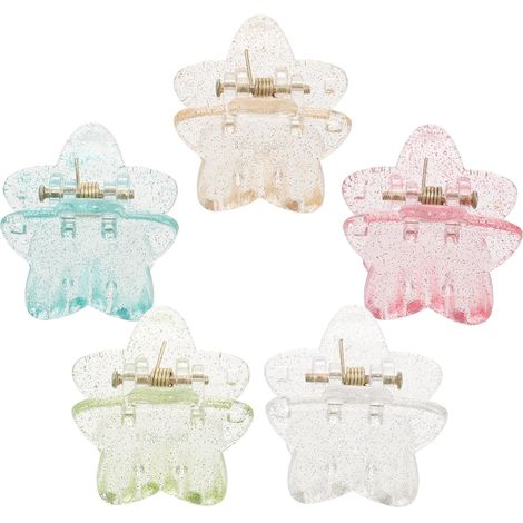 5 Pièces Mini Pinces à Cheveux Étoile, Plastique Résine, Filles (1/5)