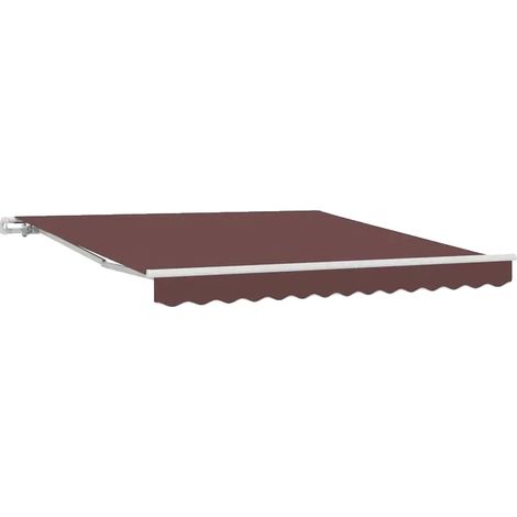 Toldo retráctil, lona resistente, color marrón. (1/2)
