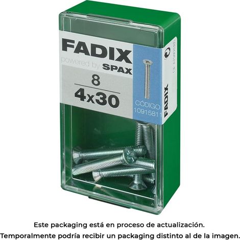 Caja de 8 unidades de tornillo métrico con cabeza plana M 4x30mm Fadix (1/3)