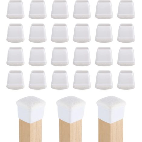 24 pcs Pieds de Chaise Silicone 14-19mm Protege Pied de Phaise,Plaquettes Pieds Meubles Chaise,Housses de Table Antidérapantes pour Meubles,Protections Bois pour Pieds de Meubles Blanc (1/4)
