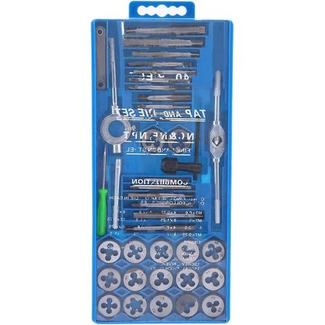 Juego de machos y terrajas métricas endurecidas – 40 piezas, acero de alta resistencia, para el roscado preciso de tornillos y pernos.