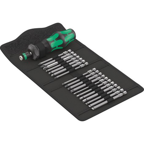 Wera Kompakt Turbo Imperial 1 05057483001 Jeu d'embouts 19 pièces 1/4 (6.3 mm) avec tournevis porte-embout, avec adapt