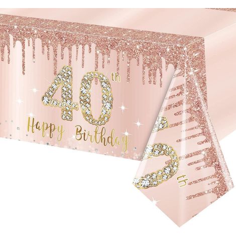 Nappe 40ème anniversaire Roségold 137x274 cm pour femmes Décoration de fête