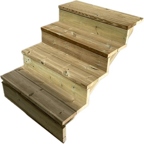 Außentreppe Holz H71cm 4 Stufen, Breite 80cm, MIT Setzstufen