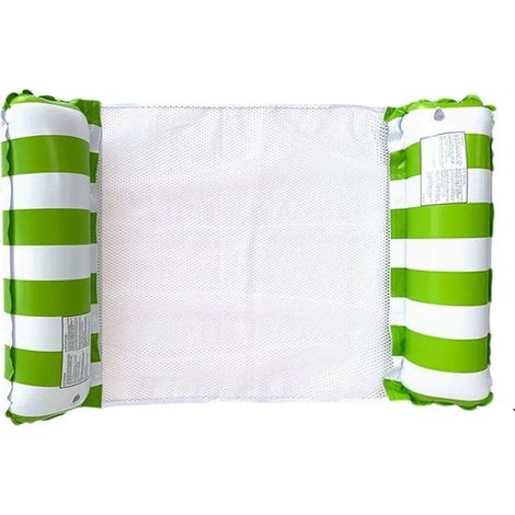 (Vert) Chaise longue gonflable pliable, idéale pour les fêtes au bord de la piscine et la détente à la plage, avec dossier en filet. (1/3)