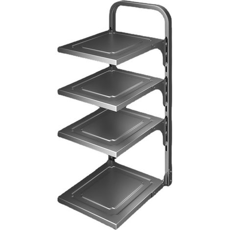Küchenregal, 4-stufig, verstellbar, aus Kohlenstoffstahl, Unterschrank-Organizer, Aufbewahrungsregal für Speisekammer und Badezimmer (1/5)